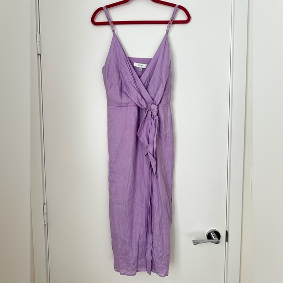 Reiss Esme Linen Side Tie Midi Dress in Lilac - Picture 10 of 16